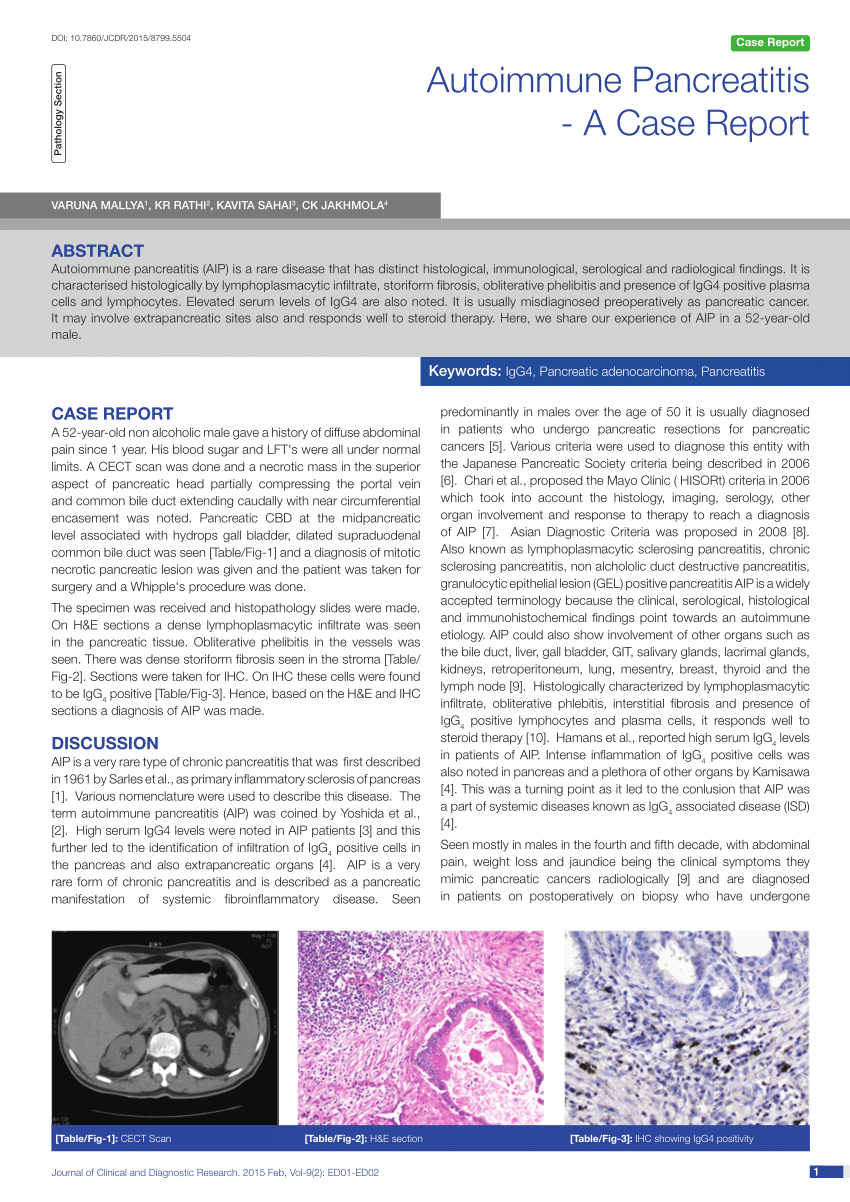 PDF Autoimmune Pancreatitis A Case Report