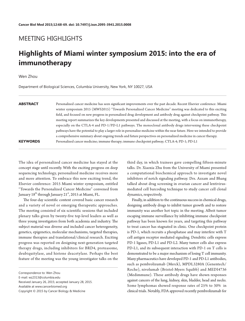(PDF) Highlights of Miami winter symposium 2015 into the era of