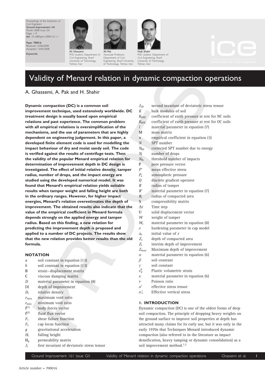 Pdf Validity Of Menard Relation In Dynamic Compaction Operations