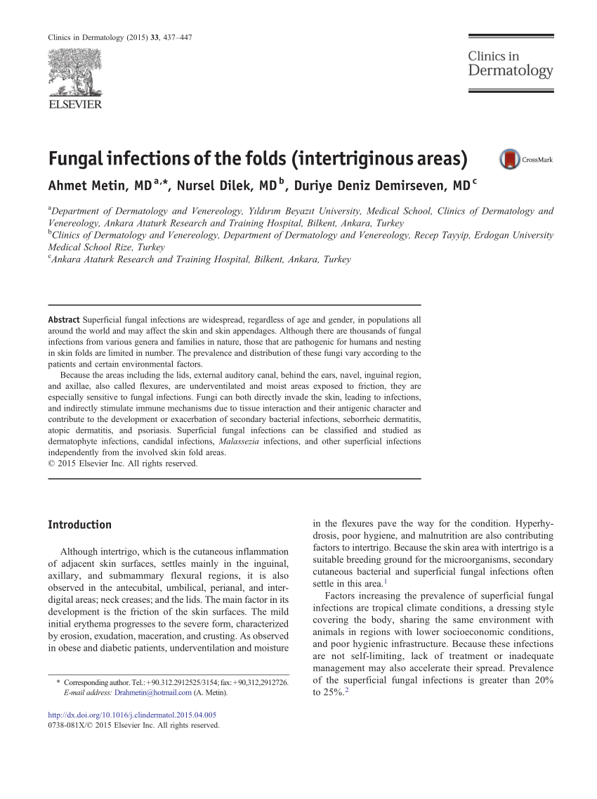 Pdf Fungal Infections Of The Folds Intertriginous Areas