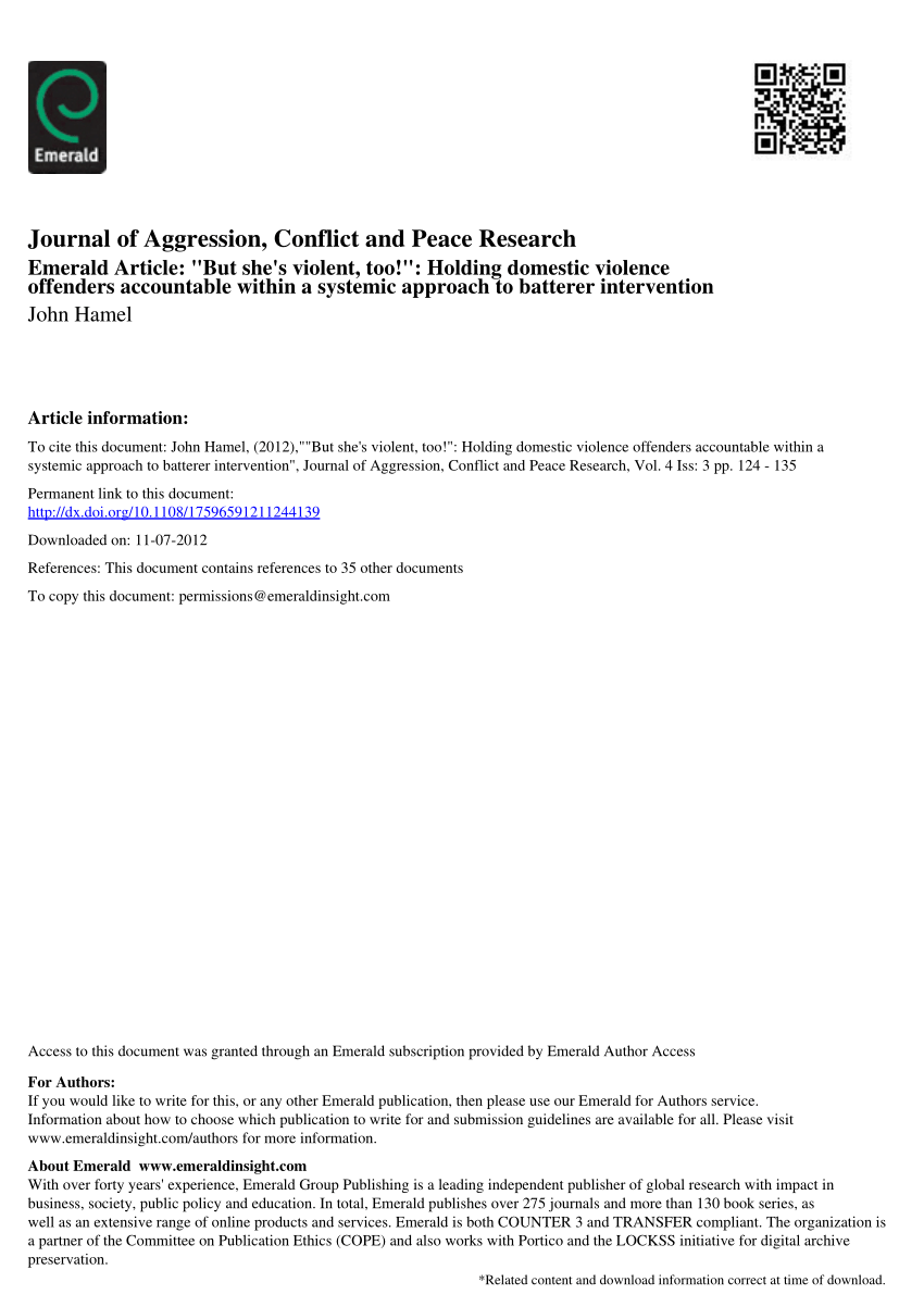 Pdf But She S Violent Too Holding Domestic Violence Offenders Accountable Within A Systemic Approach To Batterer Intervention