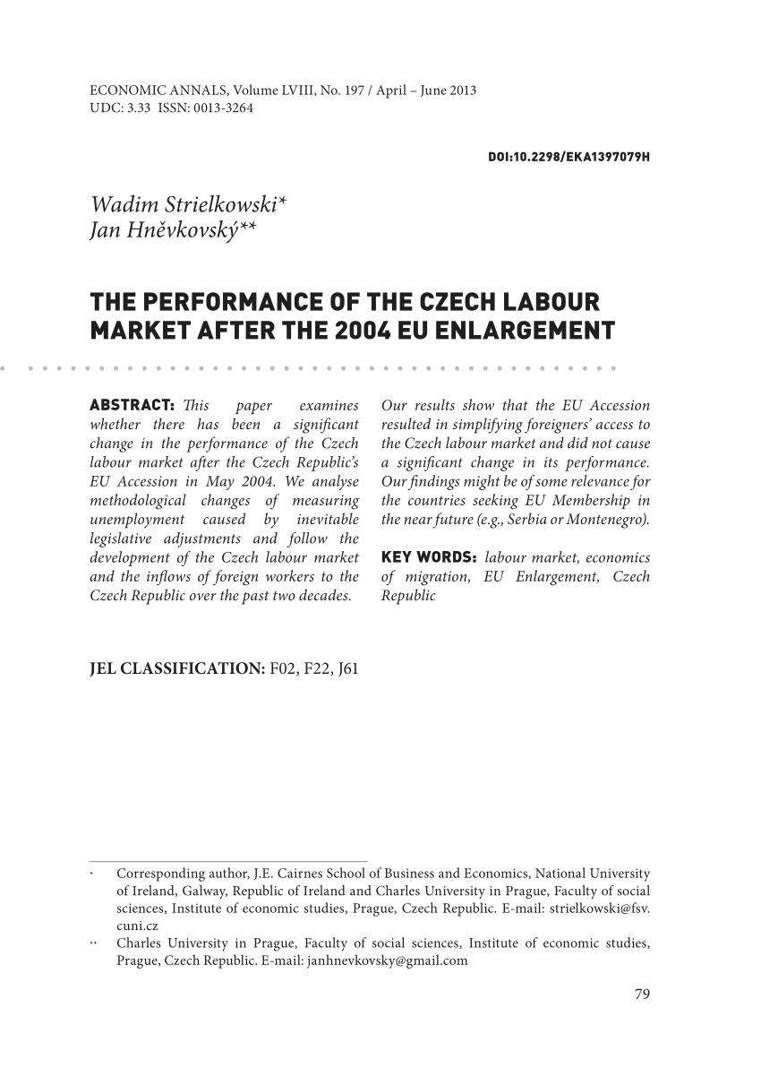 (PDF) The performance of the Czech labour market after the 2004 EU