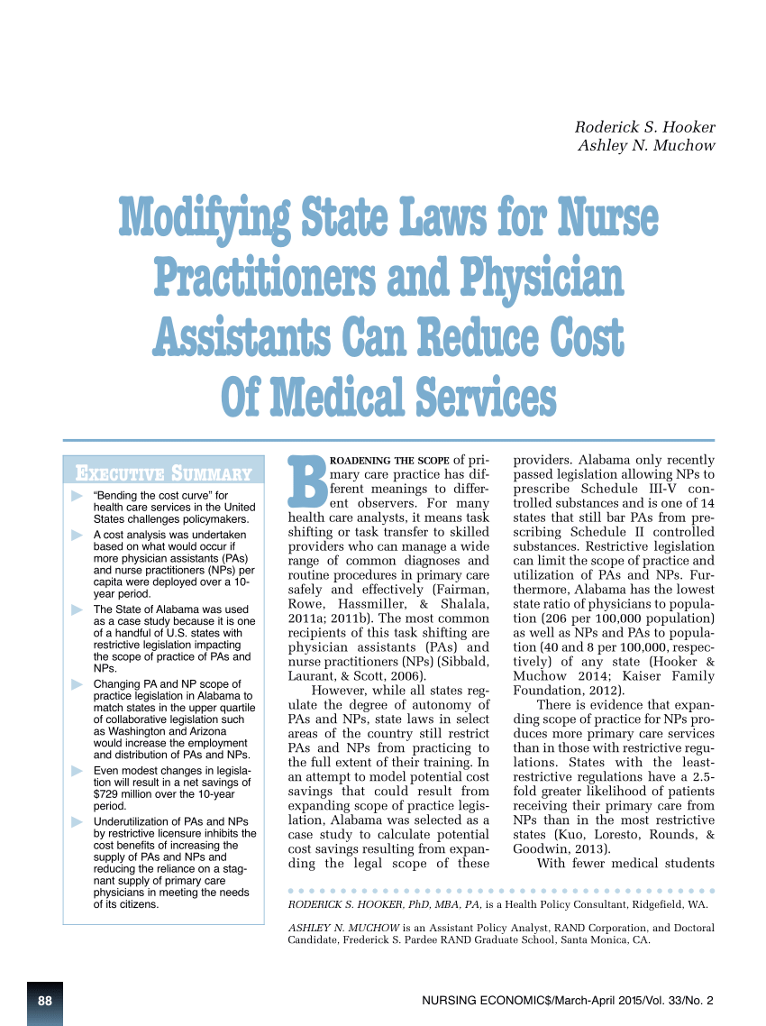 (PDF) Modifying State Laws for Nurse Practitioners and Physician