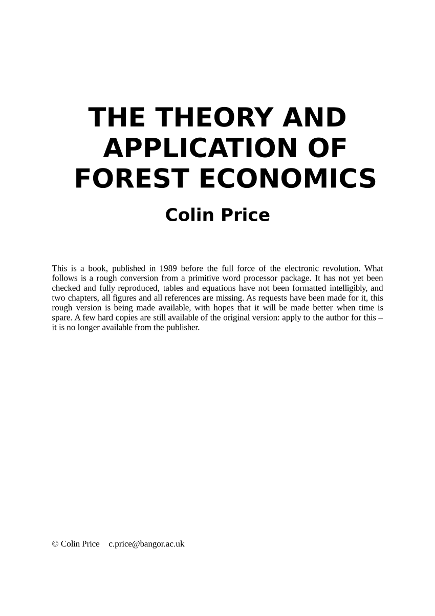 pie skruenøgle hinanden PDF) The Theory and Application of Forest Economics