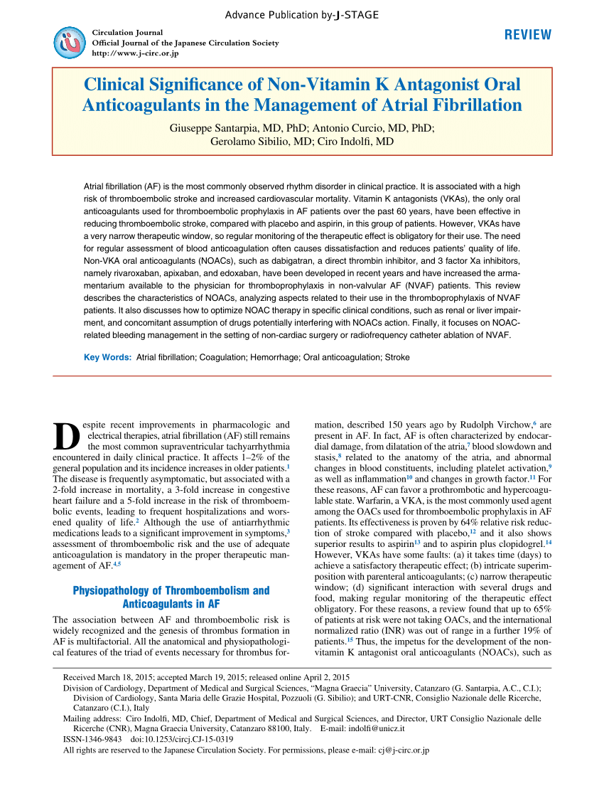 (PDF) Atrial Fibrillation and anticoagulation