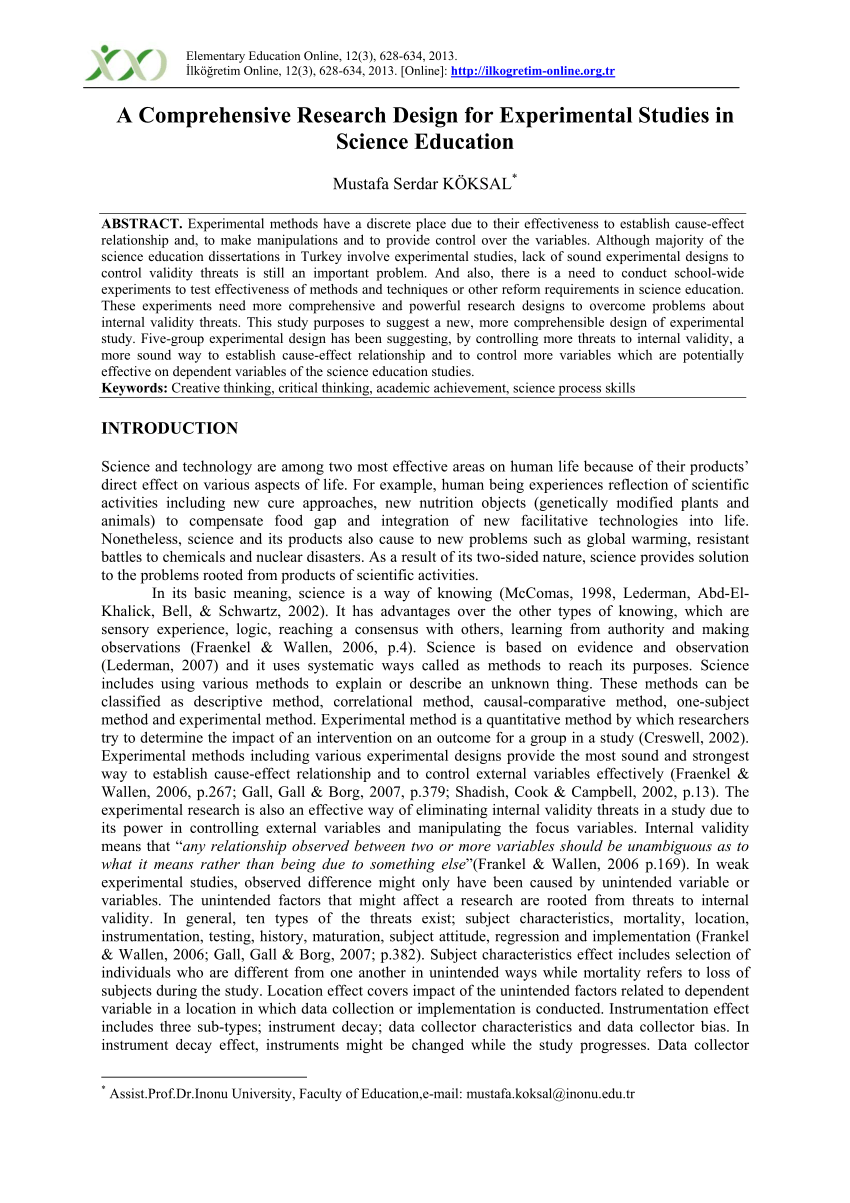 experimental research study examples pdf