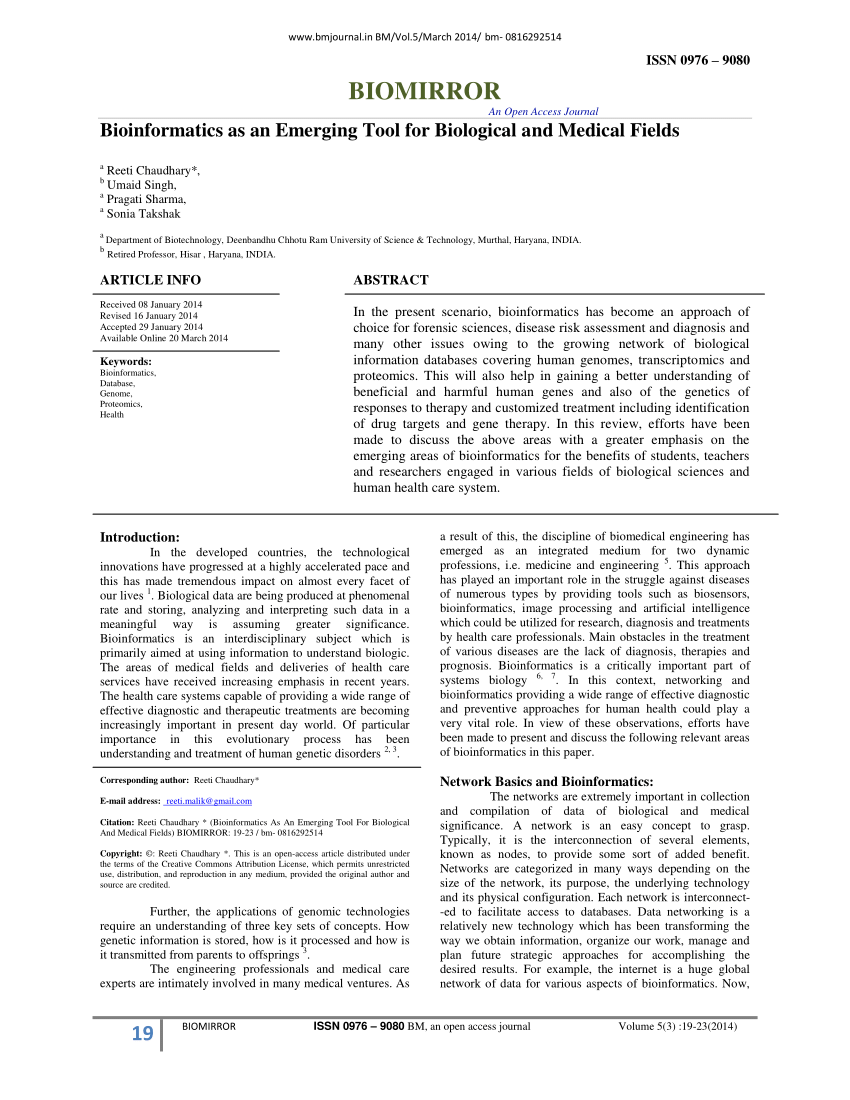bioinformatics research papers pdf