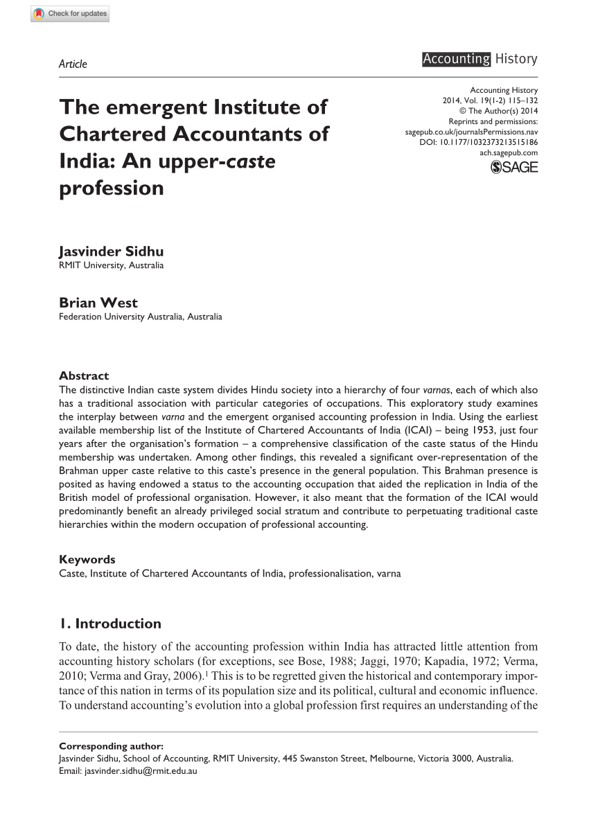 PDF) emergent Institute Chartered Accountants of An upper-caste profession