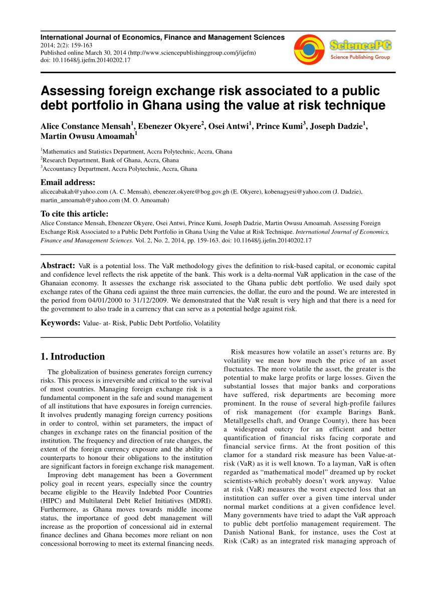 PDF) Assessing Foreign Exchange Risk Associated to a Public Debt 