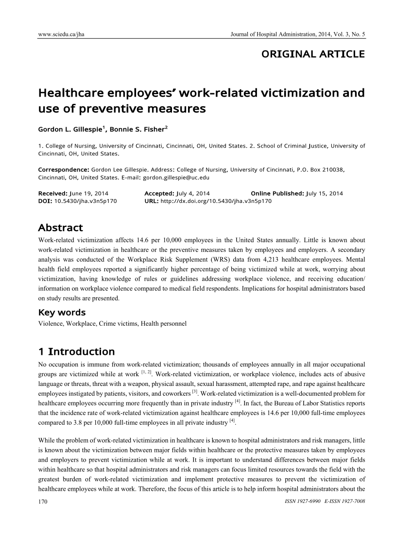 essay on workplace violence in healthcare
