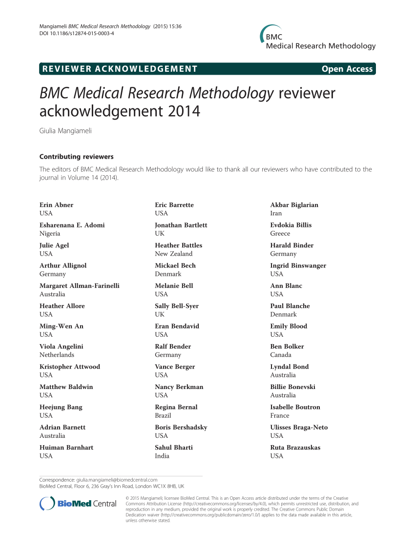 bmc medical research methodology editor