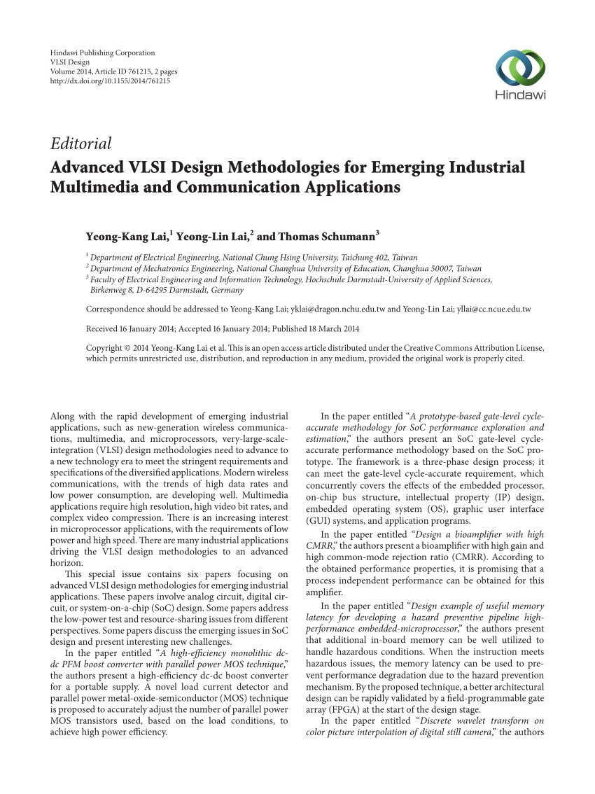 research paper on vlsi design technology pdf