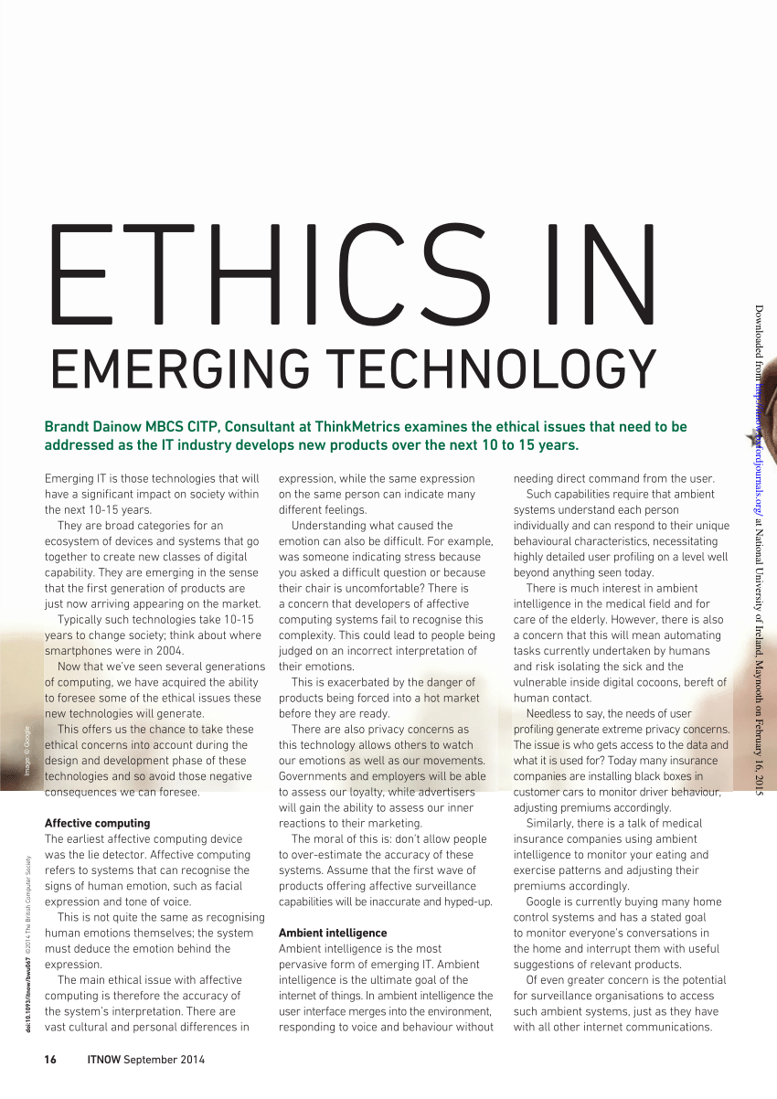 essay on ethics of technology in modern society