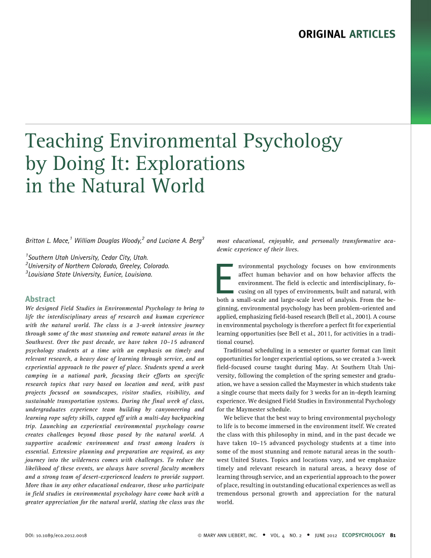 environmental psychology articles