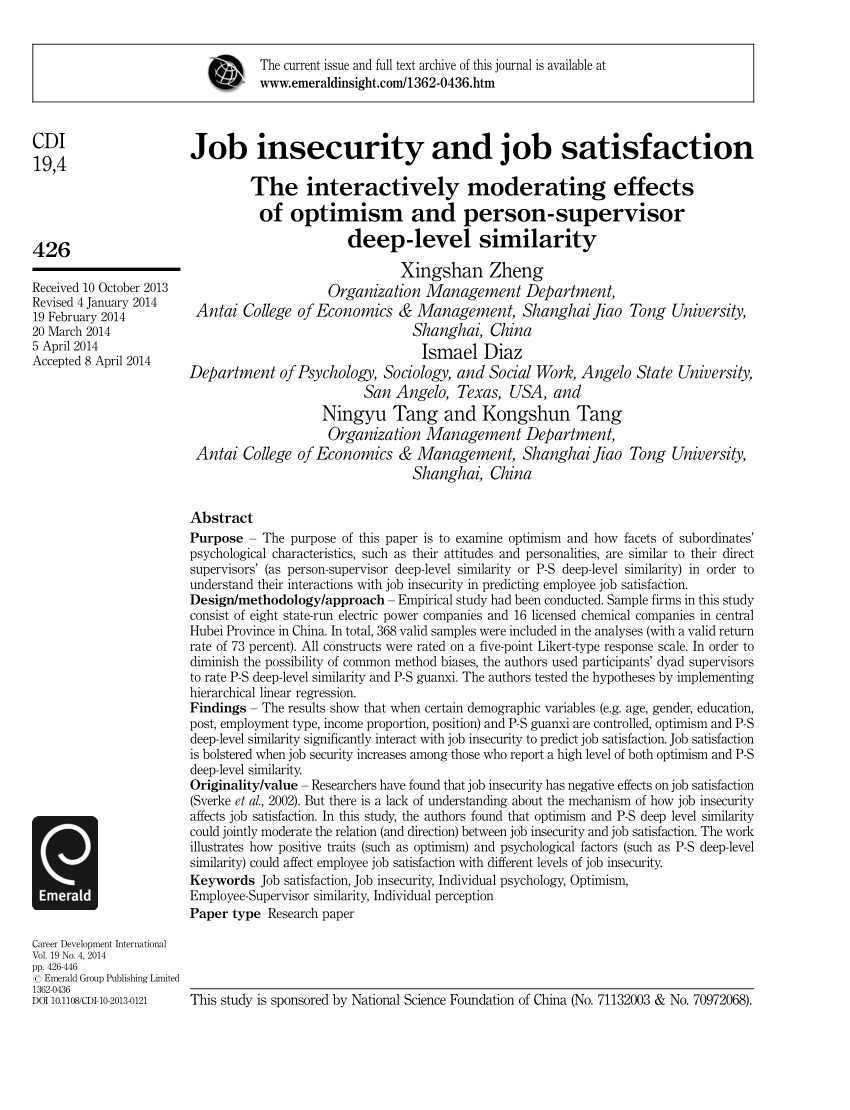 job insecurity thesis
