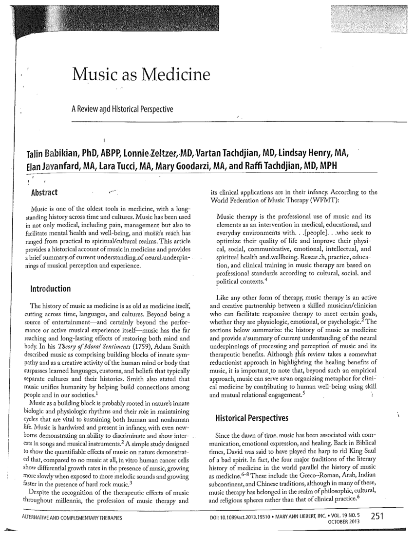 Research paper on music