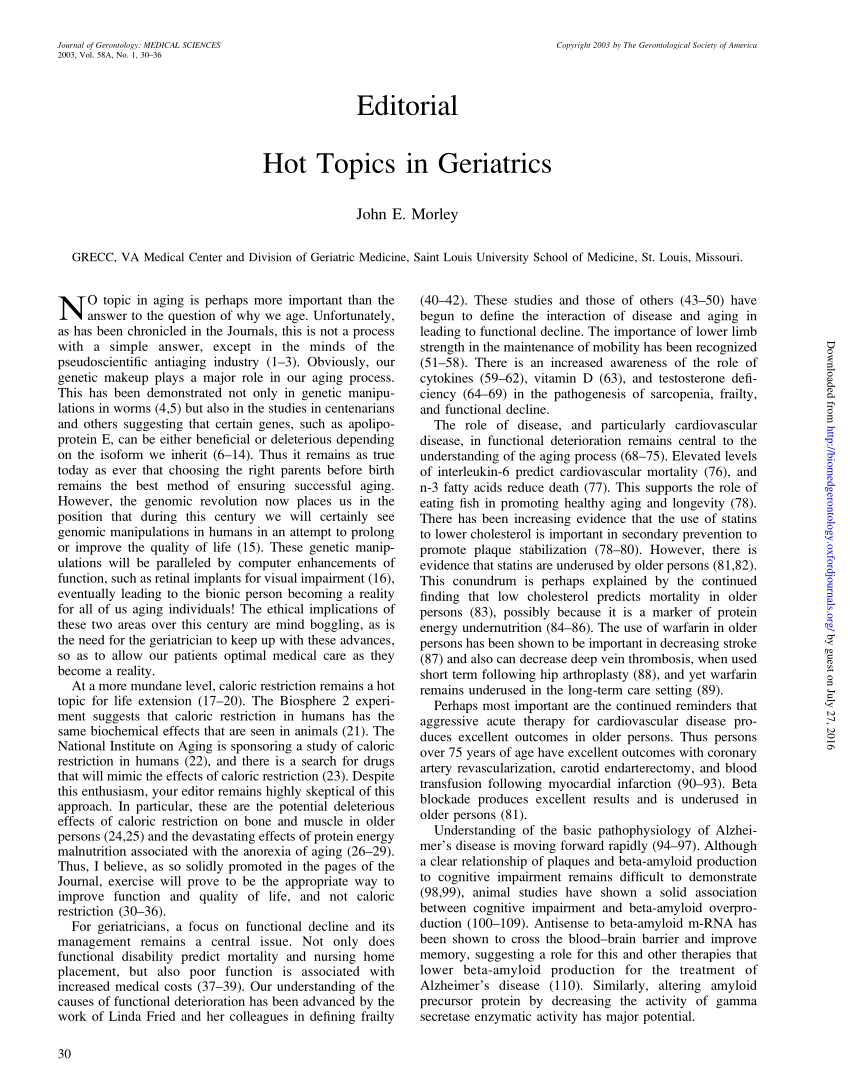 research topics in geriatrics