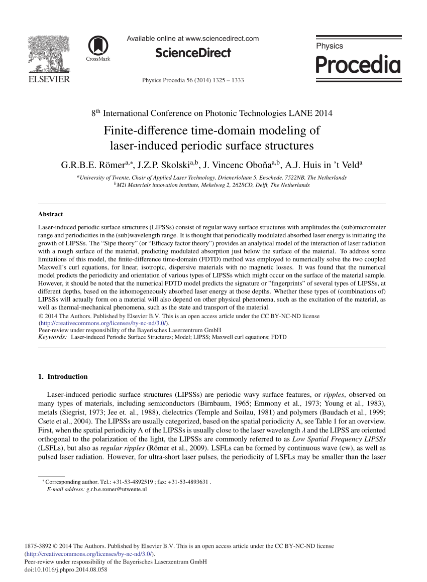 Pdf Finite Difference Time Domain Modeling Of Laser Induced