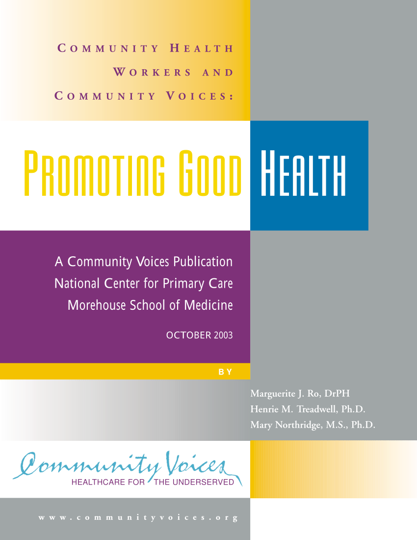 PDF) Community Health Workers and Community Voices: Promoting Good ...