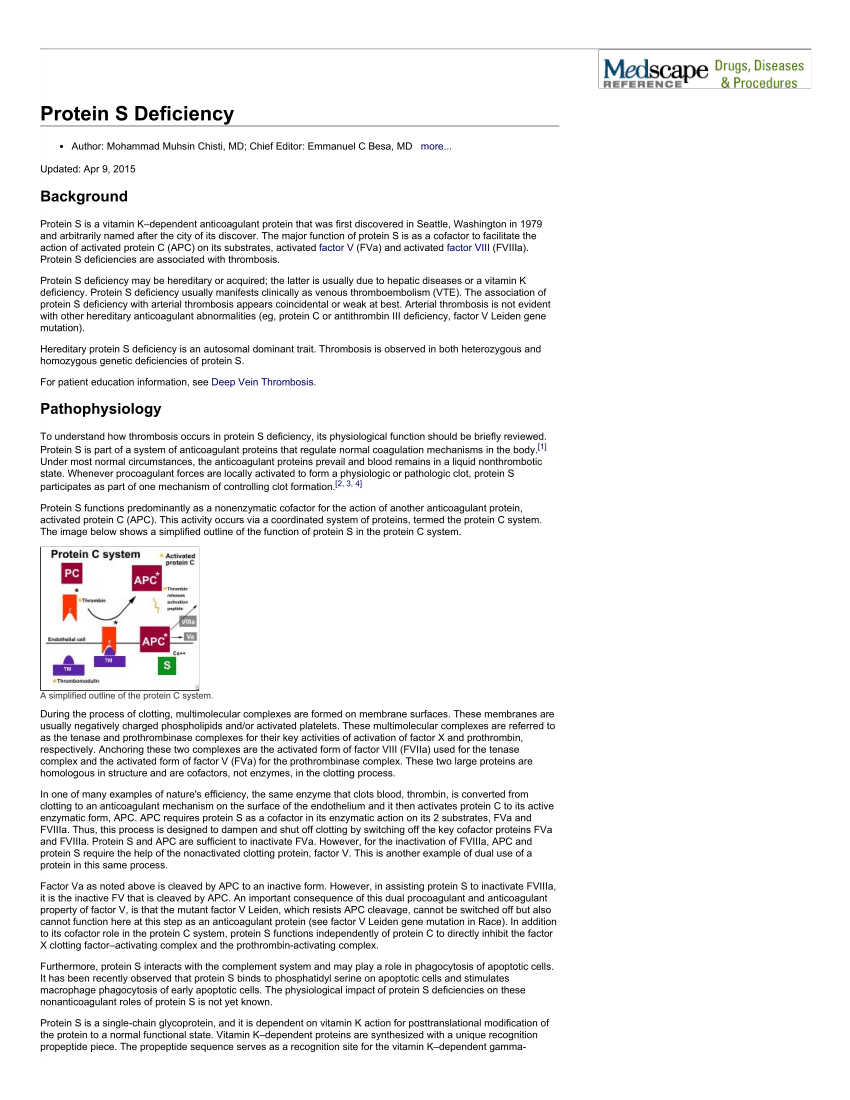 (PDF) Protein S Deficiency