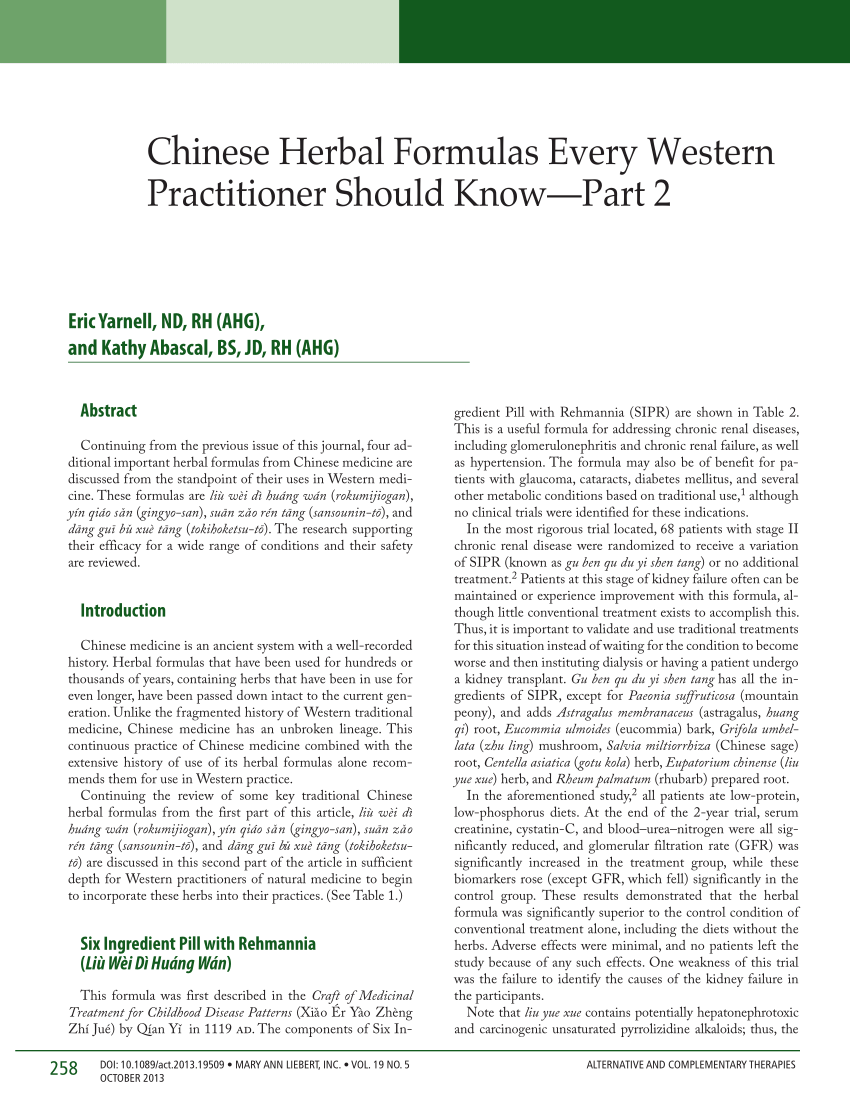 Pdf Chinese Herbal Formulas Every Western Practitioner Should