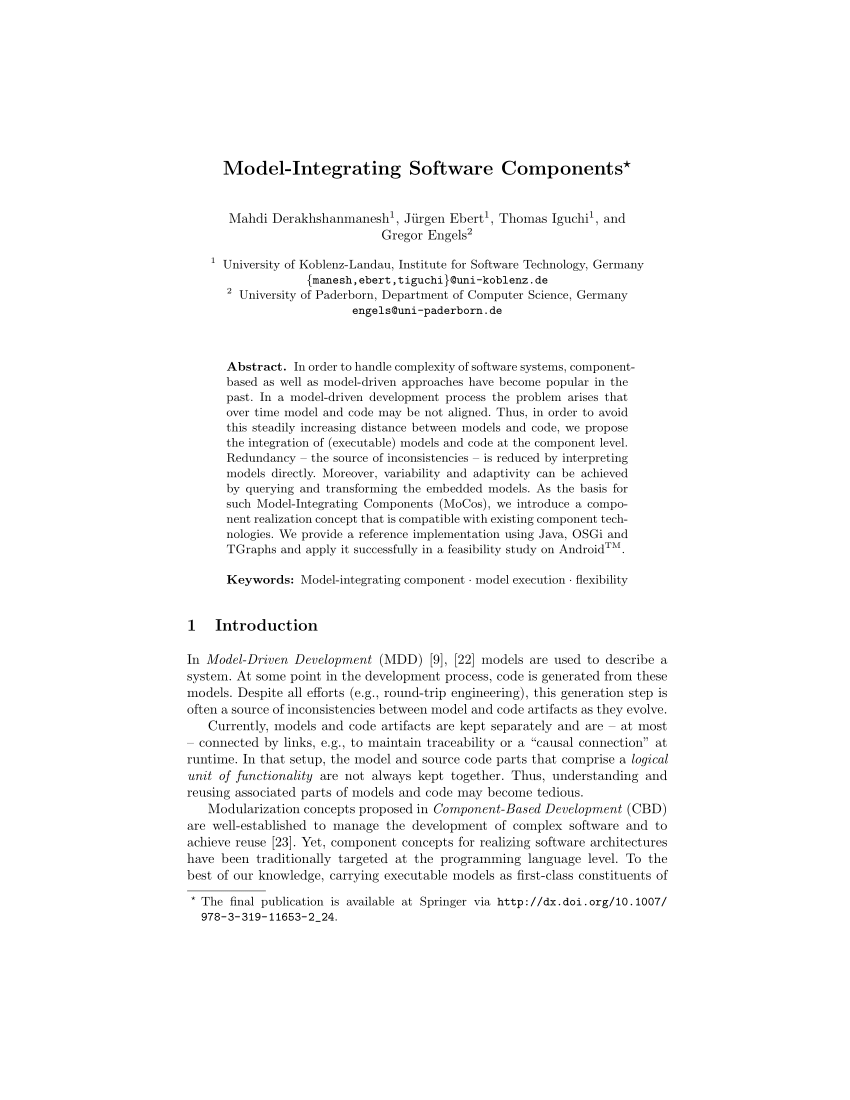 Modelintegrating software components