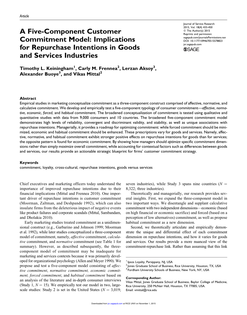 PDF) A Five-Component Customer Commitment Model