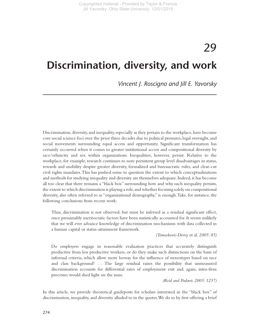 research title about discrimination in students