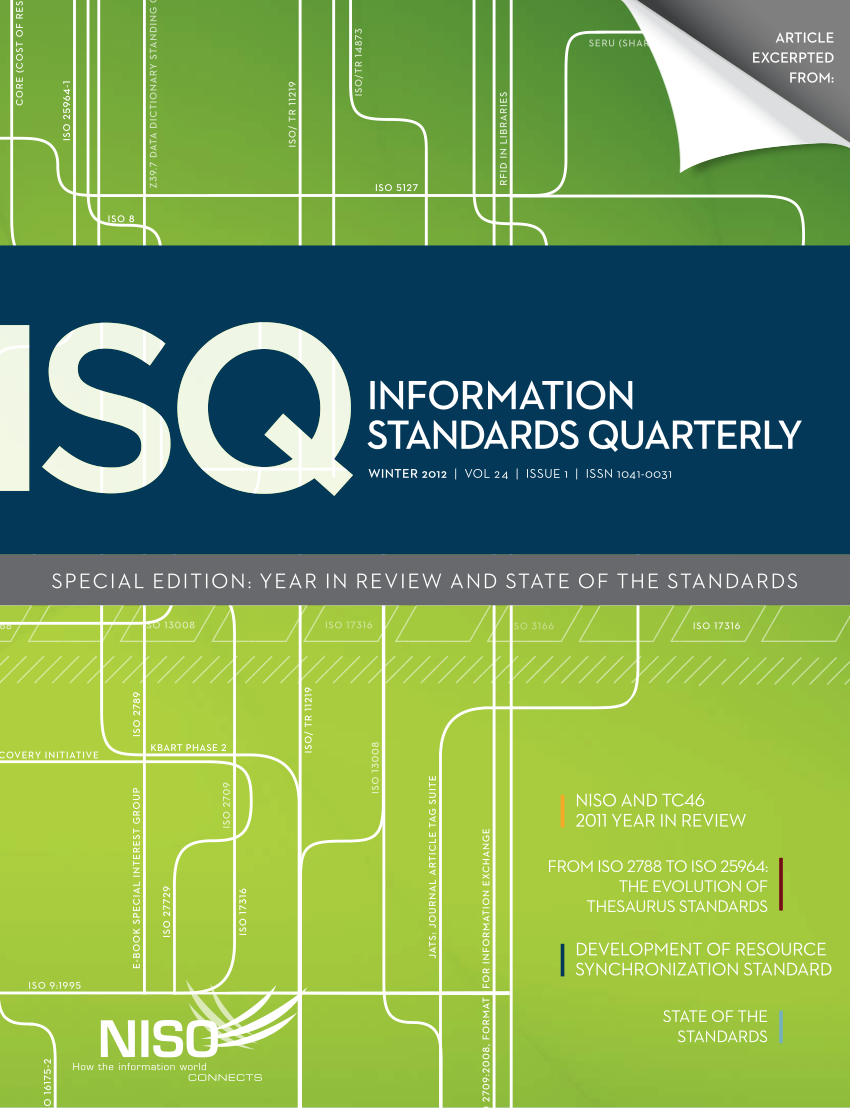 Pdf From Iso 27 To Iso The Evolution Of Thesaurus Standards Towards Interoperability And Data Modeling