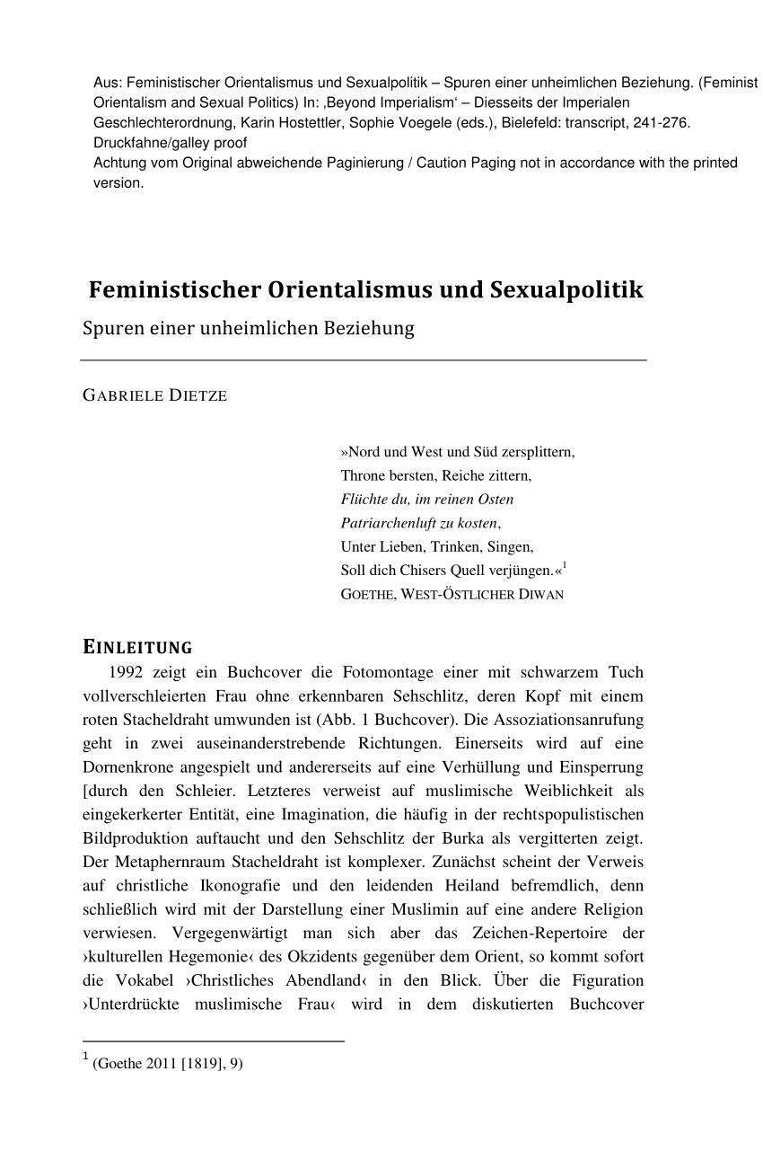 PDF) Feministischer Orientalismus und Sexualpolitik