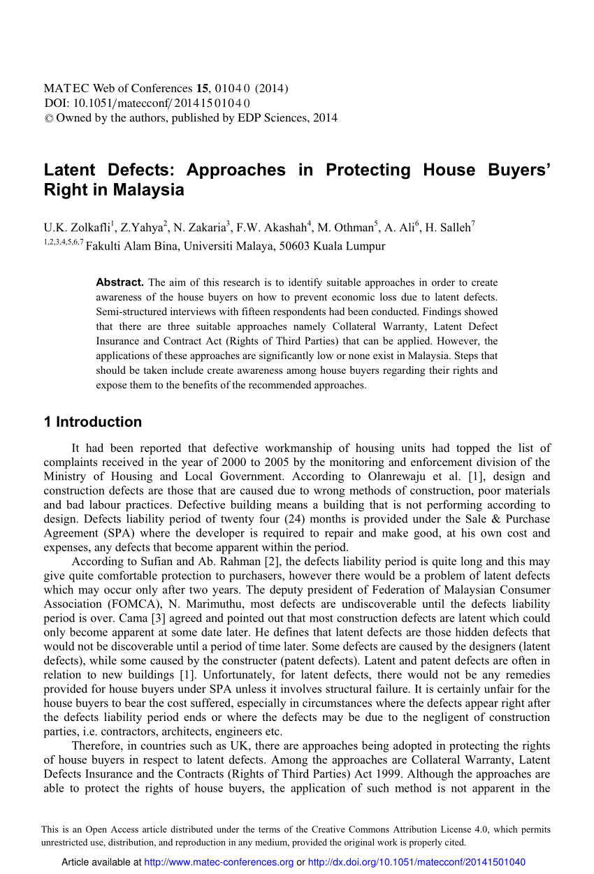 (PDF) Latent Defects: Approaches in Protecting House ...