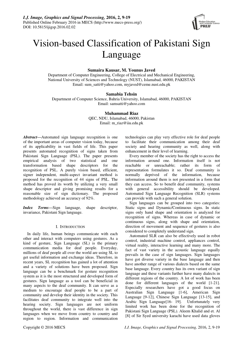 pakistan sign language research paper