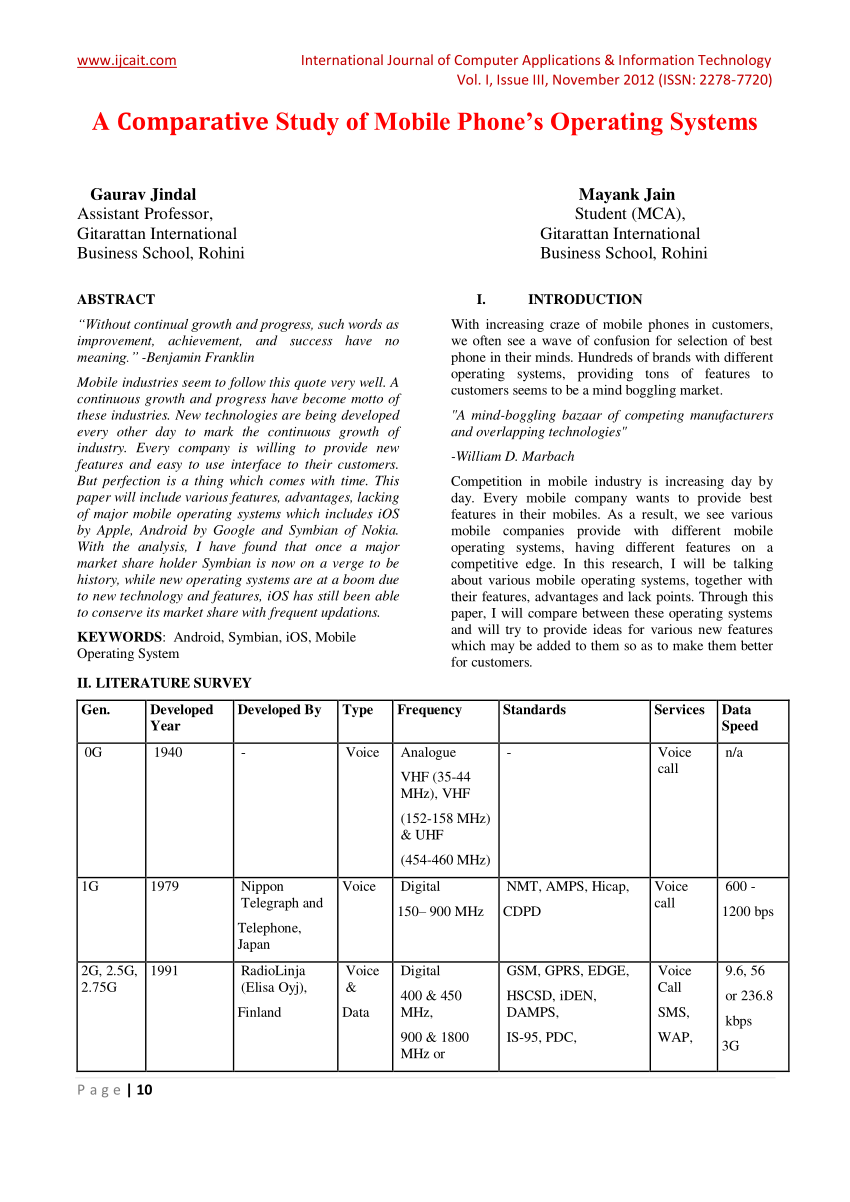 Cell Phones: A Comparative Analysis