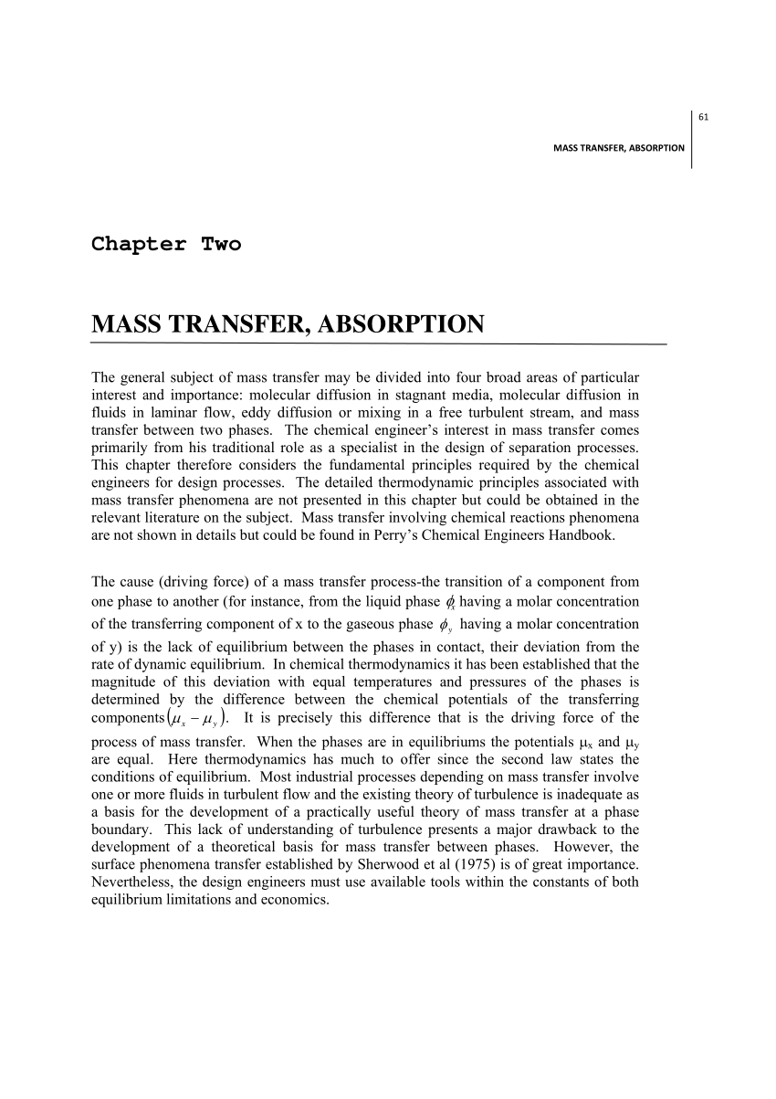 Pdf Mass Transfer Absorption