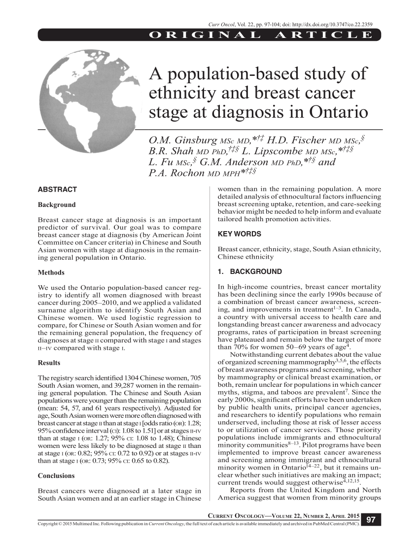 PDF) A Population-Based Study of Ethnicity and Breast Cancer Stage