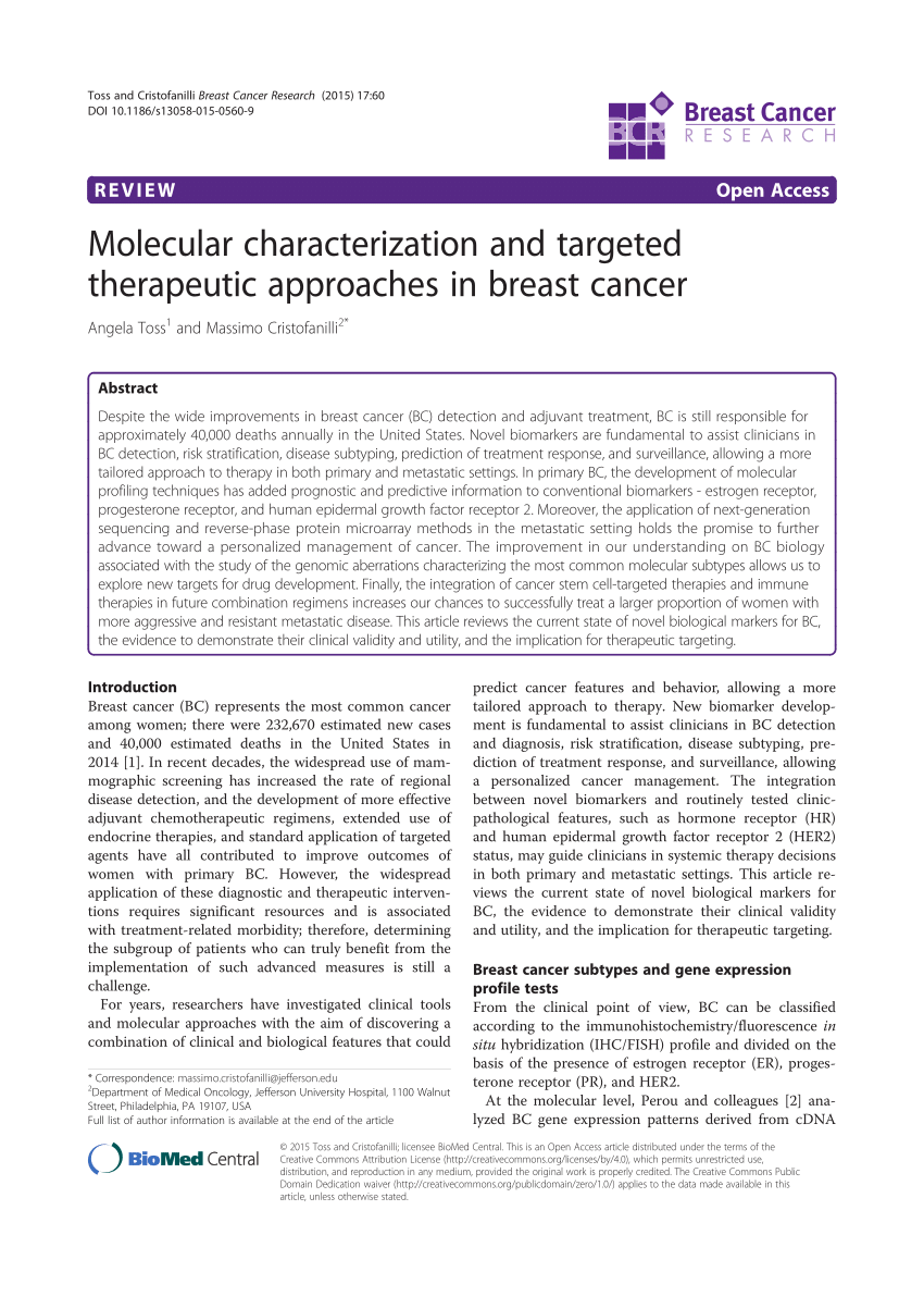 (PDF) Molecular characterization and targeted therapeutic approaches in ...