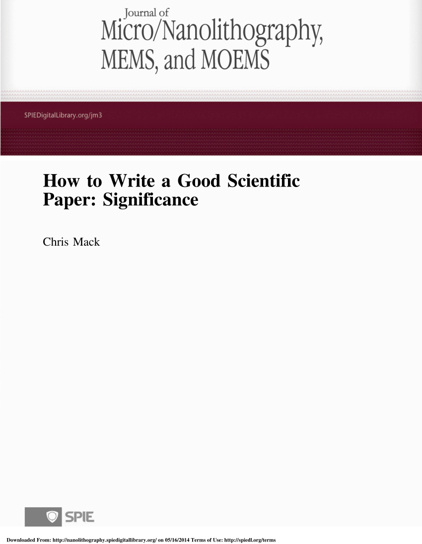 PDF) How to Write a Good Scientific Paper: Significance