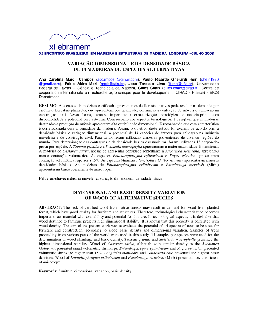 Correlação entre Coeficiente de Anisotropia e Densidade Básica da