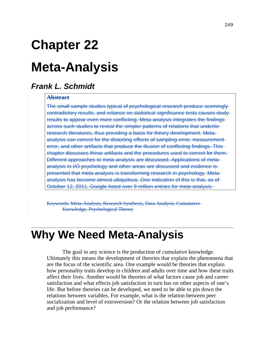 Pdf Meta Analysis Cumulating Research Findings Across Studies