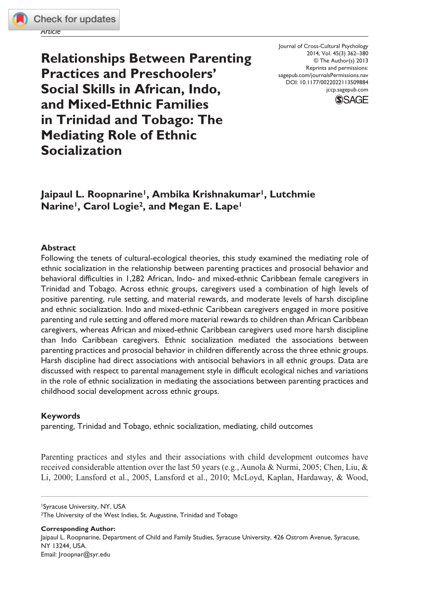 PDF Relationships Between Parenting Practices and Preschoolers