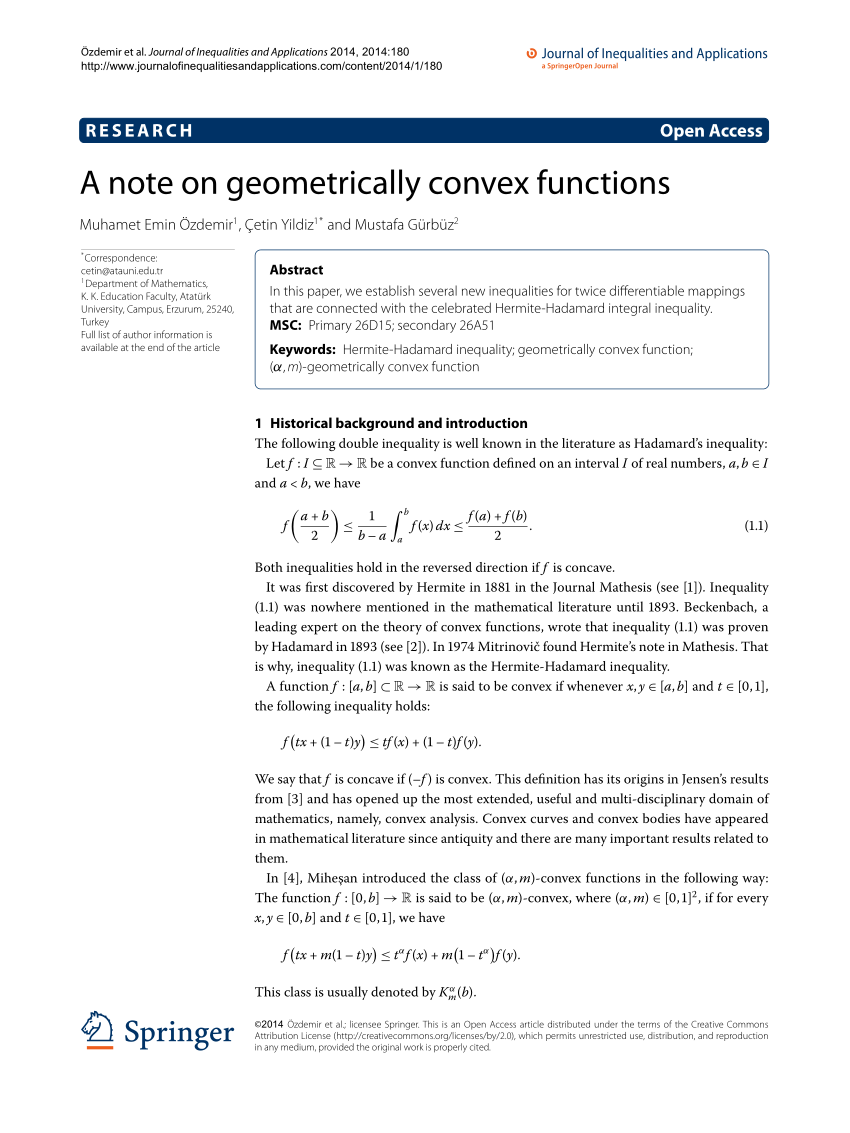 Pdf A Note On Geometrically Convex Functions