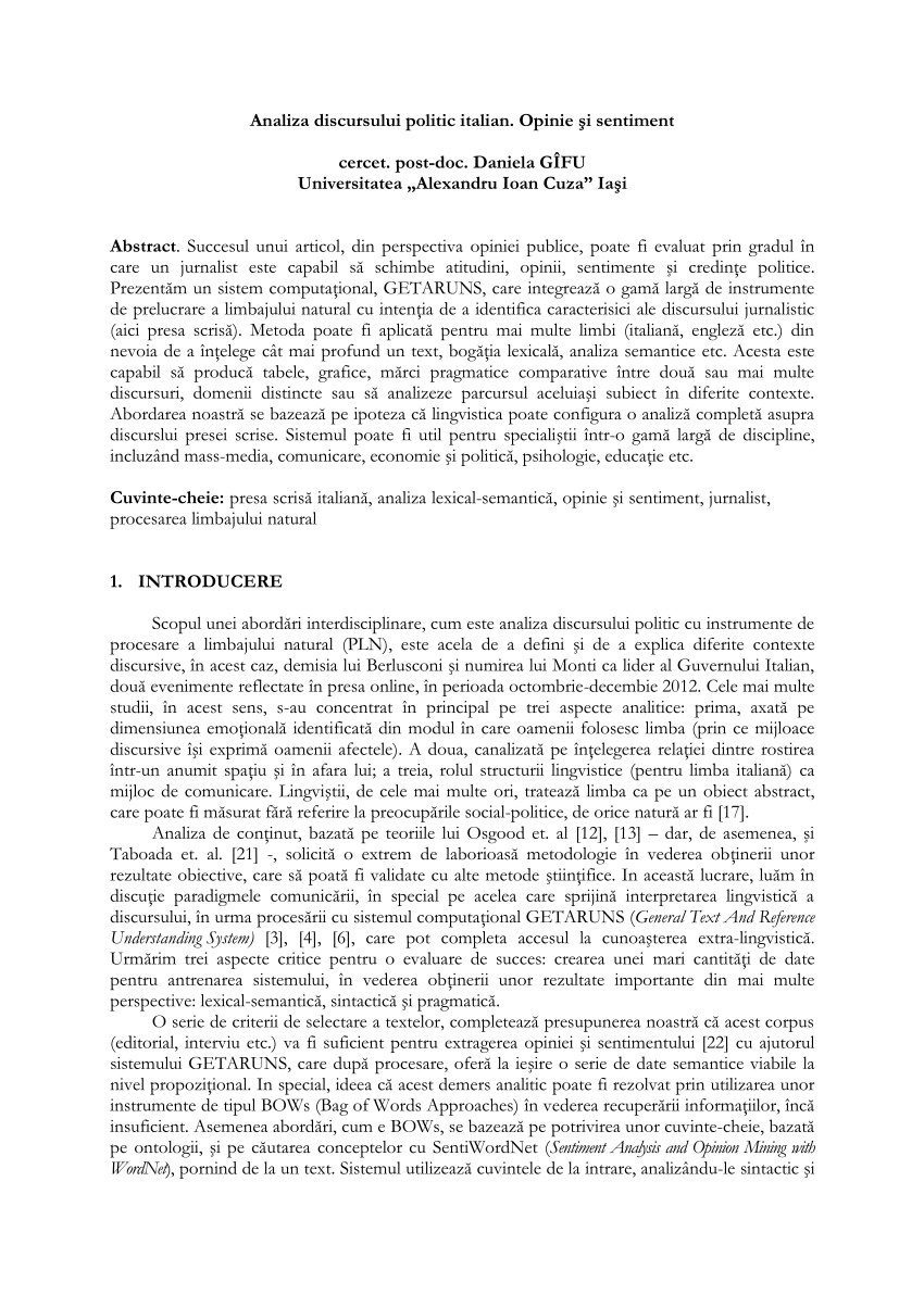 Match dizzy mischief PDF) Analiza discursului politic italian. Opinie şi sentiment | ResearchGate