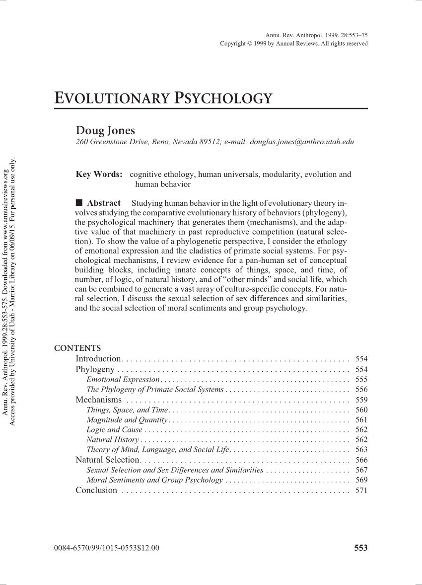 research paper topics evolutionary psychology