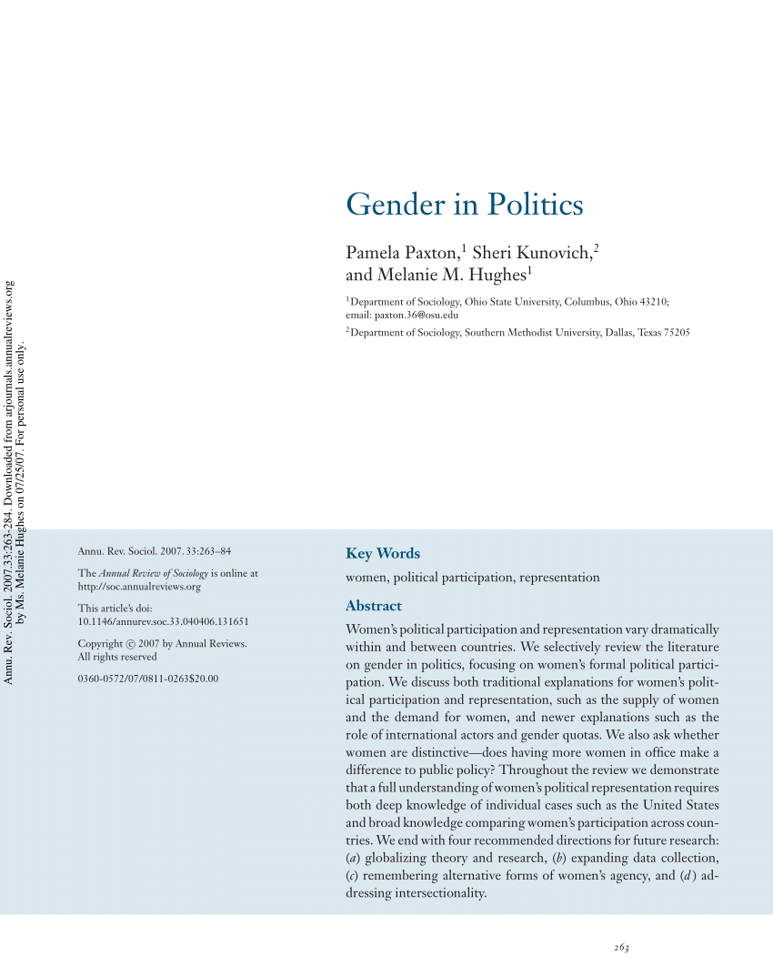 assignment on gender politics