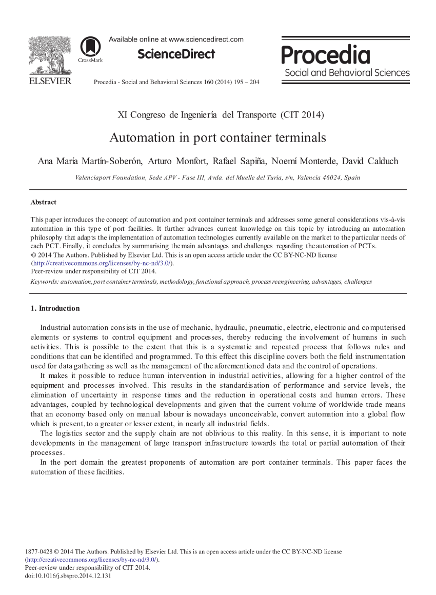 Pdf Automation In Port Container Terminals