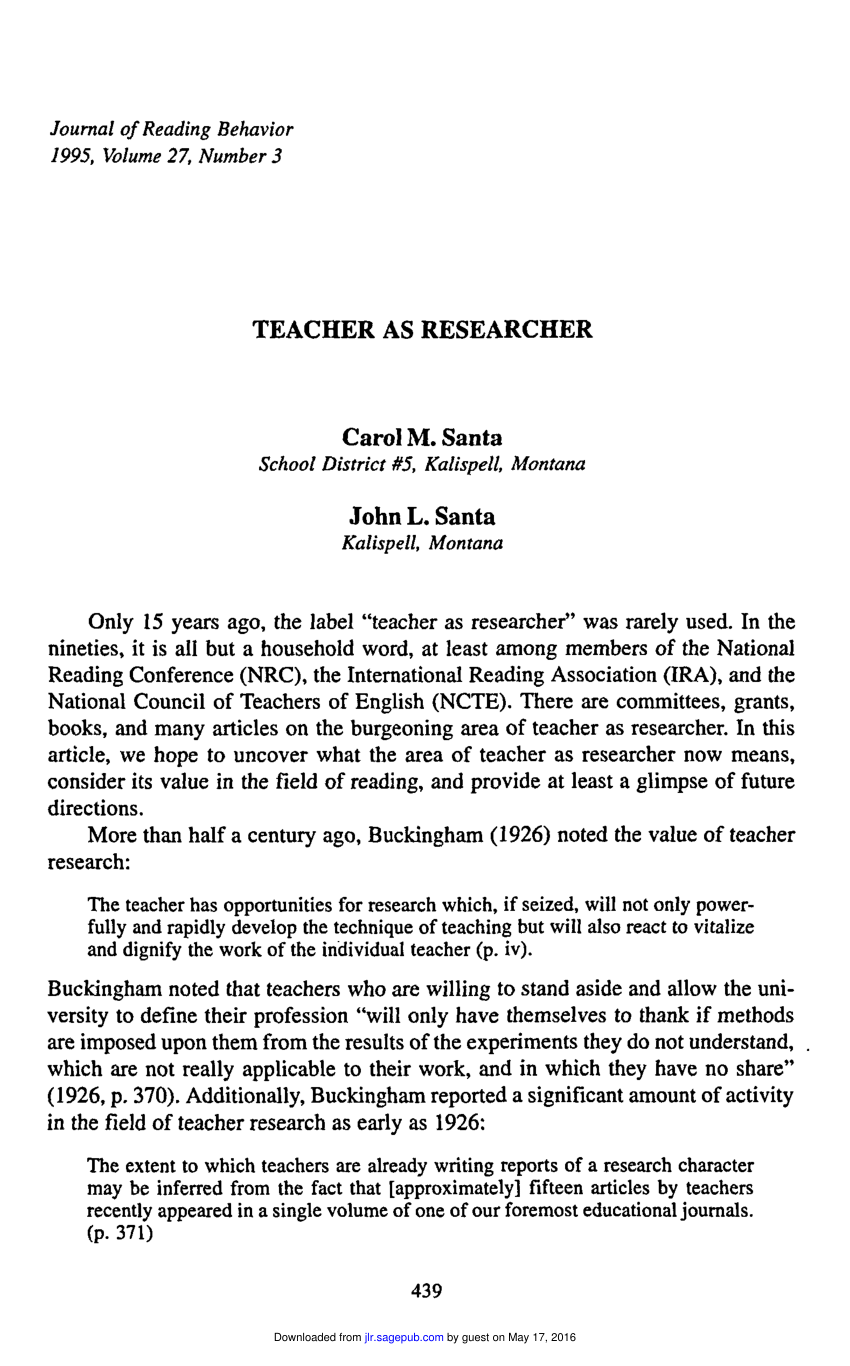 essay on teacher as a researcher