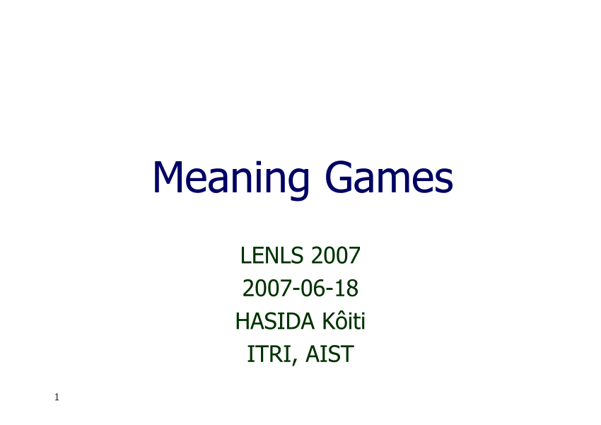 (PDF) Meaning Games