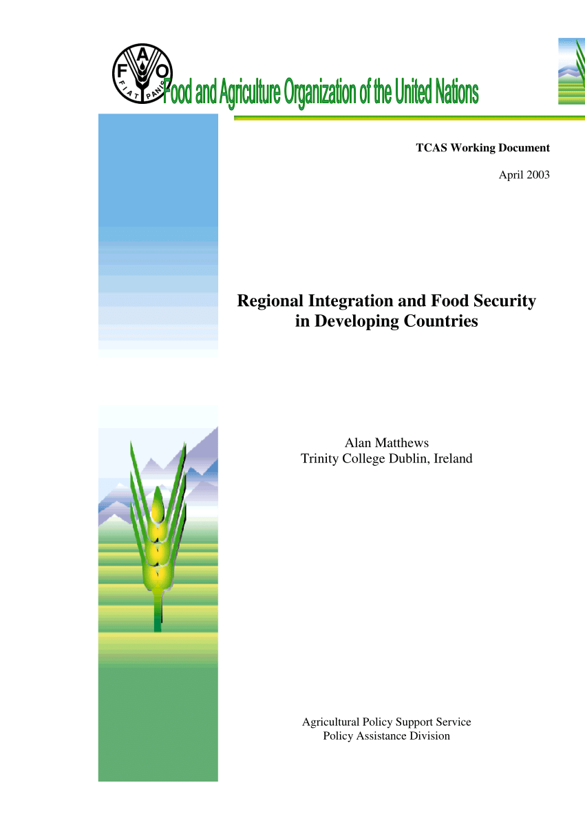 Pdf Regional Integration And Food Security In Developing - 