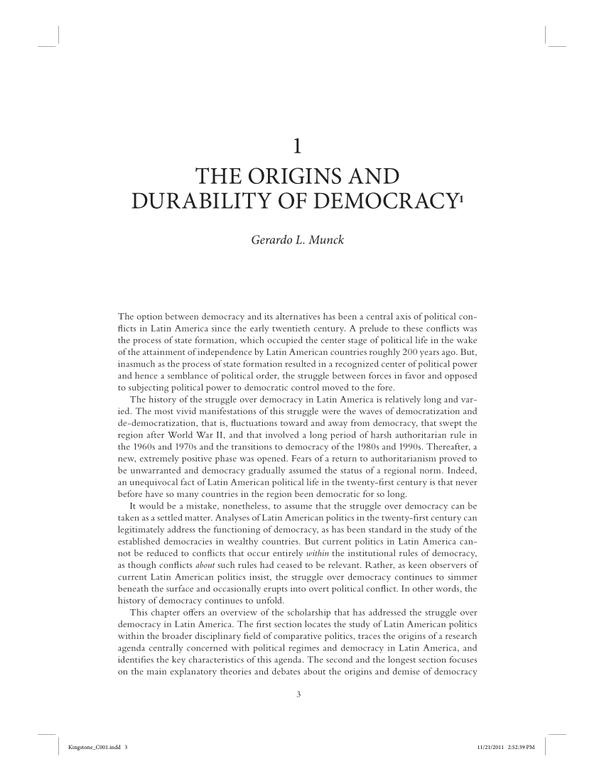 Pdf The Origins And Durability Of Democracy