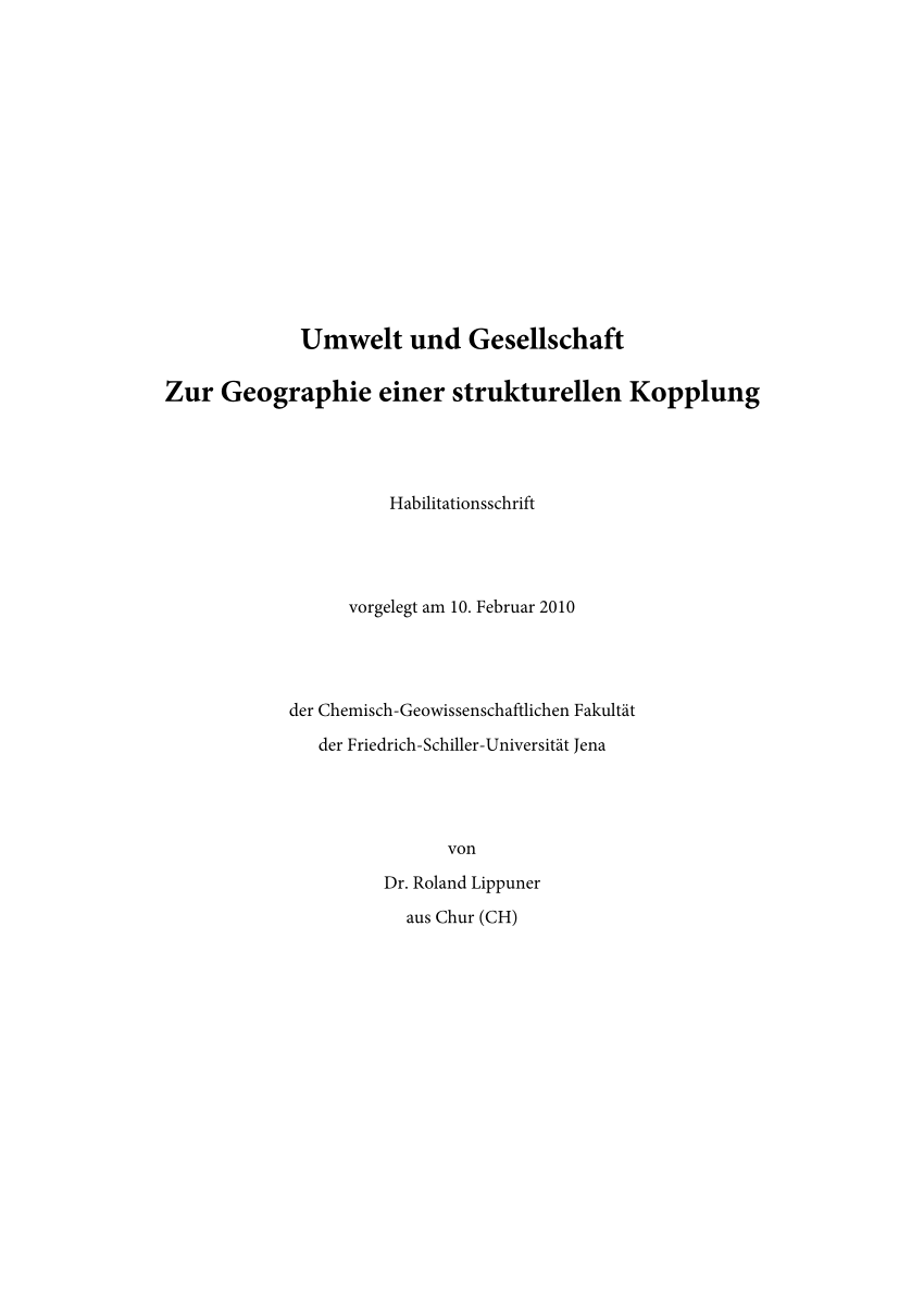 PDF Umwelt und Gesellschaft Zur Geographie einer strukturellen Kopplung